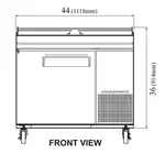 Turbo Air TPR-44SD-N 44'' 1 Door Counter Height Refrigerated Pizza Prep Table