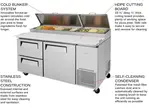 Turbo Air TPR-67SD-D2-N 67'' 1 Door 2 Drawer Counter Height Refrigerated Pizza Prep Table