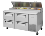 Turbo Air TPR-67SD-D4-N 67'' 4 Drawer Counter Height Refrigerated Pizza Prep Table
