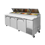Turbo Air TPR-93SD-N 93.38'' 3 Door Counter Height Refrigerated Pizza Prep Table