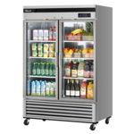 Turbo Air TSR-49GSD-N 54.38'' Silver 2 Section Swing Refrigerated Glass Door Merchandiser