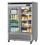 Turbo Air TSR-49GSD-N 54.38'' Silver 2 Section Swing Refrigerated Glass Door Merchandiser
