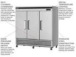 Turbo Air TSR-72SD-N 81.88'' 64.1 cu. ft. Bottom Mounted 3 Section Solid Door Reach-In Refrigerator