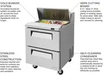 Turbo Air TST-28SD-D2-N 27.5'' 2 Drawer Counter Height Refrigerated Sandwich / Salad Prep Table with Standard Top