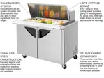 Turbo Air TST-48SD-18-N 48.25'' 2 Door Counter Height Mega Top Refrigerated Sandwich / Salad Prep Table