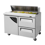 Turbo Air TST-48SD-D2-N 48.25'' 1 Door 2 Drawer Counter Height Refrigerated Sandwich / Salad Prep Table with Standard Top