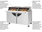 Turbo Air TST-60SD-24-N-DS 60.25'' 2 Door Counter Height Mega Top Refrigerated Sandwich / Salad Prep Table