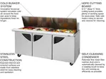 Turbo Air TST-72SD-30-N 72.63'' 3 Door Counter Height Mega Top Refrigerated Sandwich / Salad Prep Table