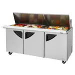 Turbo Air TST-72SD-30-N 72.63'' 3 Door Counter Height Mega Top Refrigerated Sandwich / Salad Prep Table
