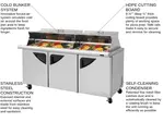 Turbo Air TST-72SD-30-N-DS 72.63'' 3 Door Counter Height Mega Top Refrigerated Sandwich / Salad Prep Table
