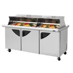 Turbo Air TST-72SD-30-N-DS 72.63'' 3 Door Counter Height Mega Top Refrigerated Sandwich / Salad Prep Table