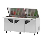 Turbo Air TST-72SD-30-N-FL 72.63'' 3 Door Counter Height Mega Top Refrigerated Sandwich / Salad Prep Table