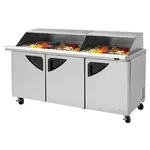 Turbo Air TST-72SD-30-N-SL 72.63'' 3 Door Counter Height Mega Top Refrigerated Sandwich / Salad Prep Table