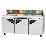Turbo Air TST-72SD-N 72.63'' 3 Door Counter Height Refrigerated Sandwich / Salad Prep Table with Standard Top