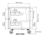 Turbo Air TUF-28SD-D2-N 27.5'' 1 Section Undercounter Freezer with Solid 2 Drawers and Side / Rear Breathing Compressor