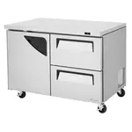 Turbo Air TUF-48SD-D2-N 48.25'' 2 Section Undercounter Freezer with 1 Left Hinged Solid Door 2 Drawers and Side / Rear Breathing Compressor