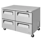 Turbo Air TUF-48SD-D4-N 48.25'' 2 Section Undercounter Freezer with Solid 4 Drawers and Side / Rear Breathing Compressor