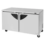Turbo Air TUF-60SD-N 60.25'' 2 Section Undercounter Freezer with 2 Left/Right Hinged Solid Doors and Side / Rear Breathing Compressor