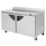 Turbo Air TWF-60SD-N 60.25'' 2 Door ADA Height Worktop Freezer with Side / Rear Breathing Compressor - 16.0 cu. ft.