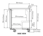 Turbo Air TWR-36SD-N6 36.63'' 2 Door ADA Height Worktop Refrigerator with Side / Rear Breathing Compressor - 9.0 cu. ft.