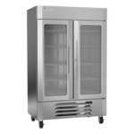 Victory Refrigeration LSR49HC-1 51.94'' Silver 2 Section Swing Refrigerated Glass Door Merchandiser