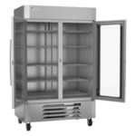 Victory Refrigeration LSR49HC-1 51.94'' Silver 2 Section Swing Refrigerated Glass Door Merchandiser