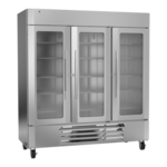 Victory Refrigeration LSR72HC-1 75.06'' Silver 3 Section Swing Refrigerated Glass Door Merchandiser