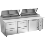 Victory Refrigeration VPPD93HC-4 93.00'' 1 Door 4 Drawer Counter Height Refrigerated Pizza Prep Table