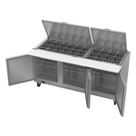 Victory Refrigeration VSP72HC-30B 72.00'' 3 Door Counter Height Mega Top Refrigerated Sandwich / Salad Prep Table