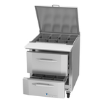 Victory Refrigeration VSPD27HC-12B-2 27.00'' 2 Drawer Counter Height Mega Top Refrigerated Sandwich / Salad Prep Table
