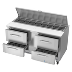 Victory Refrigeration VSPD60HC-16-4 60.00'' 4 Drawer Counter Height Refrigerated Sandwich / Salad Prep Table with Standard Top