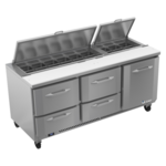 Victory Refrigeration VSPD72HC-18-4 72.00'' 1 Door 4 Drawer Counter Height Refrigerated Sandwich / Salad Prep Table with Standard Top