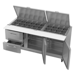 Victory Refrigeration VSPD72HC-30B-2 72.00'' 2 Door 2 Drawer Counter Height Mega Top Refrigerated Sandwich / Salad Prep Table