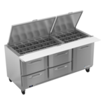 Victory Refrigeration VSPD72HC-30B-4 72.00'' 2 Door 2 Drawer Counter Height Mega Top Refrigerated Sandwich / Salad Prep Table