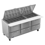 Victory Refrigeration VSPD72HC-30B-6 72.00'' 6 Drawer Counter Height Mega Top Refrigerated Sandwich / Salad Prep Table
