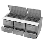 Victory Refrigeration VSPD72HC-30B-6 72.00'' 6 Drawer Counter Height Mega Top Refrigerated Sandwich / Salad Prep Table