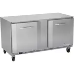 Victory Refrigeration VUF60HC 60'' 2 Section Undercounter Freezer with 2 Left/Right Hinged Solid Doors and Front Breathing Compressor