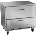 Victory Refrigeration VUFD36HC-2 36'' 1 Section Undercounter Freezer with Solid 2 Drawers and Front Breathing Compressor