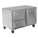 Victory Refrigeration VUFD48HC-2 48'' 2 Section Undercounter Freezer with 1 Right Hinged Solid Door 2 Drawers and Front Breathing Compressor