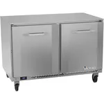 Victory Refrigeration VUR48HC 48'' 2 Section Undercounter Refrigerator with 2 Left/Right Hinged Solid Doors and Side / Rear Breathing Compressor