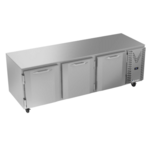 Victory Refrigeration VUR93HC 93.13'' 3 Section Undercounter Refrigerator with 3 Left/Right Hinged Solid Doors and Side / Rear Breathing Compressor