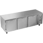 Victory Refrigeration VUR93HC 93.13'' 3 Section Undercounter Refrigerator with 3 Left/Right Hinged Solid Doors and Side / Rear Breathing Compressor