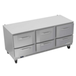 Victory Refrigeration VURD72HC-6 72.00'' 3 Section Undercounter Refrigerator with 6 Drawers and Side / Rear Breathing Compressor