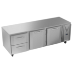 Victory Refrigeration VURD93HC-2 93.00'' 3 Section Undercounter Refrigerator with 2 Right Hinged Solid Doors 2 Drawers and Side / Rear Breathing Compressor