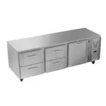 Victory Refrigeration VURD93HC-4 93.00'' 3 Section Undercounter Refrigerator with 1 Right Hinged Solid Door 4 Drawers and Side / Rear Breathing Compressor