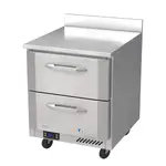 Victory Refrigeration VWFD27HC-2 27'' 2 Drawer Counter Height Worktop Freezer with Front Breathing Compressor - 5.8 cu. ft.