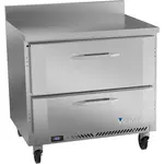 Victory Refrigeration VWFD36HC-2 36'' 2 Drawer Counter Height Worktop Freezer with Side / Rear Breathing Compressor - 8.5 cu. ft.